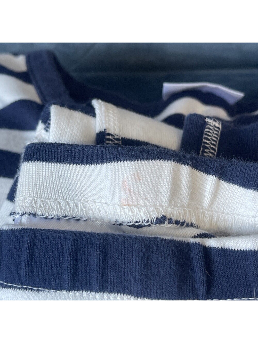 Hanna Andersson Pajama Set L Blue White Striped 100% Organic Cotton Peru Sleep - Picture 10 of 10